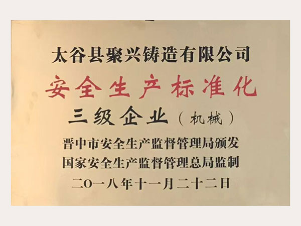 安全生產(chǎn)標準化三級企業(yè)